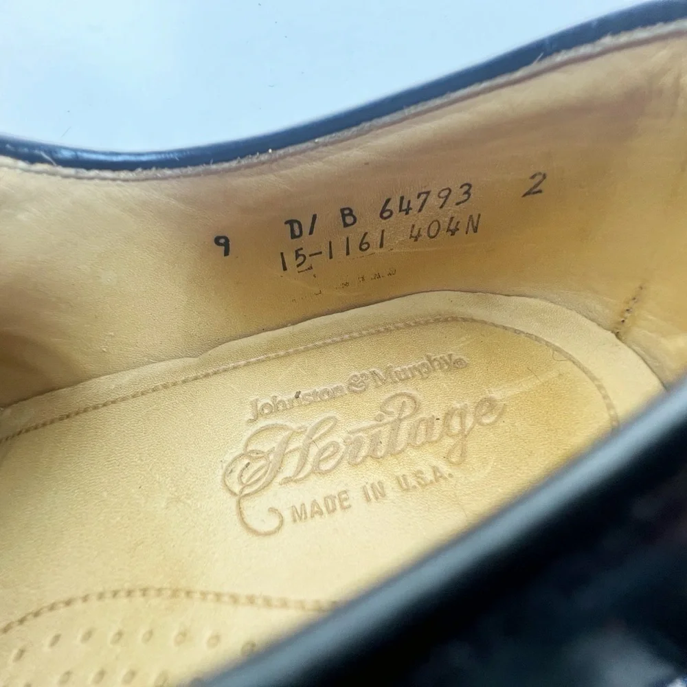 Johnston and Murphy Heritage Collection Black Oxfords Mens size 9